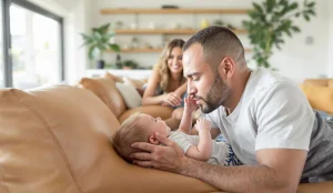 dad playing with his son who was conceived by IUI